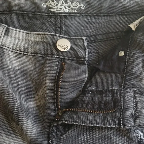 Do Denim Distressed Charcoal Grey Acid Wash Jeans - Picture 14 of 16